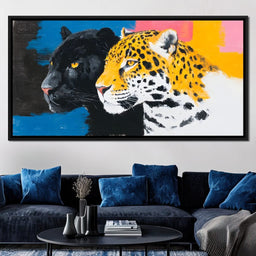 Dual Leopard Heads Pop Painting - NicheCanvas