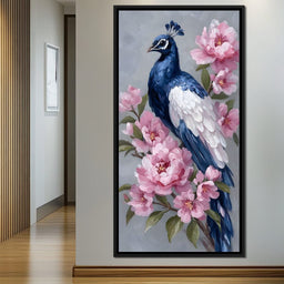 Peacock Among Blossoms - NicheCanvas