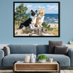Coastal Corgi Pair Lookout - NicheCanvas