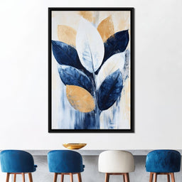 Golden Indigo Leaves - NicheCanvas