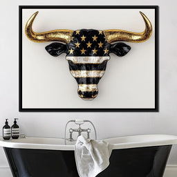 Majestic Gold Horned Bull - NicheCanvas