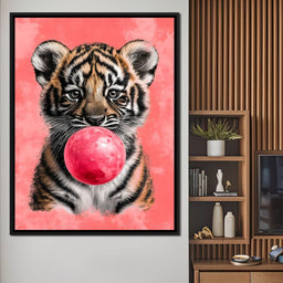 Playful Cub Bubble Burst Pink - NicheCanvas