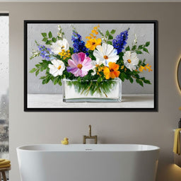 Sunlit Wildflower Still Life - NicheCanvas