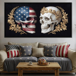 Patriotic Skulls Regal Duel - NicheCanvas
