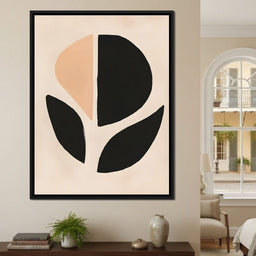 Neutral Abstract Leaf Silhouette - NicheCanvas