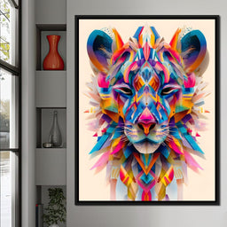 Vivid Geometric Lion Majesty - NicheCanvas