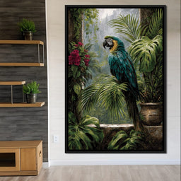 Rainforest Macaw Perch Scene - NicheCanvas