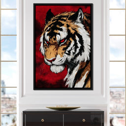 Fierce Tiger Red Eyes Roar - NicheCanvas