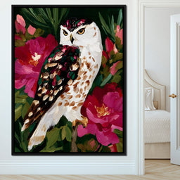 Owl Garden Bloom Portrait - NicheCanvas