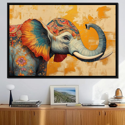 Elephant Splendor Floral Harmony Canvas Print