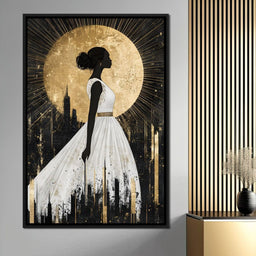 Golden Silhouette City Radiance - NicheCanvas