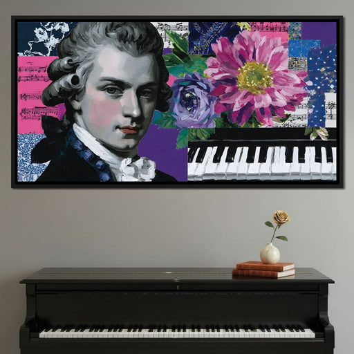 Classical Piano Pink Flowers Canvas Print