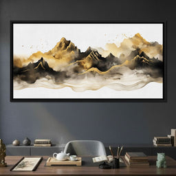 Golden Misty Peaks Panorama - NicheCanvas
