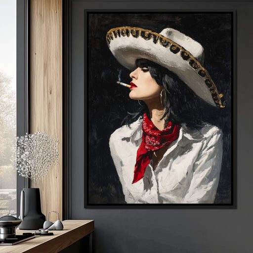 Sombrero Smoke Noir Portrait Canvas Print