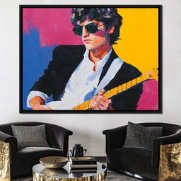 Vibrant Retro Electric Guitarist - NicheCanvas