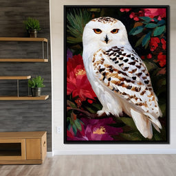 Snowy Owl Garden Blooming - NicheCanvas