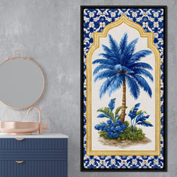 Tropical Elegance Blue Palm - NicheCanvas
