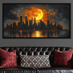 Golden Cityscape Nocturne - NicheCanvas