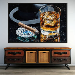 Whiskey Night Silhouette - NicheCanvas