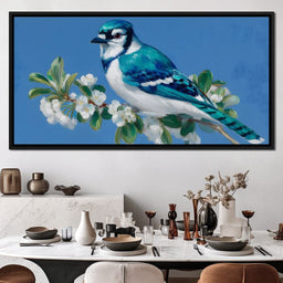 Sapphire Plume on Blossoms - NicheCanvas