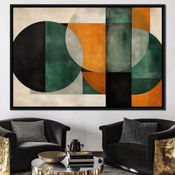 Geometric Ochre Jade Balance - NicheCanvas