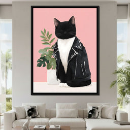 Rebel Feline Fashion Portrait - NicheCanvas