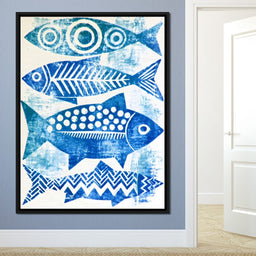 Four Geometric Marine Forms Swimming Together - NicheCanvas