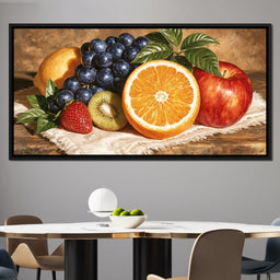 Harvest Bounty On Linen Tablecloth - NicheCanvas