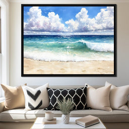 Ocean Waves Sunlit Horizon - NicheCanvas