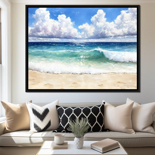 Ocean Waves Sunlit Horizon Canvas Print