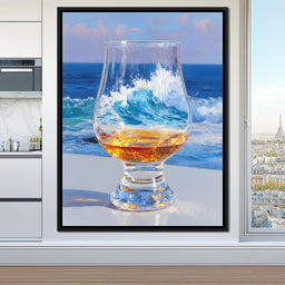 Ocean Wave Whisky Glass Stillness - NicheCanvas
