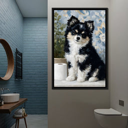 Playful Puppy Bathroom Guard - NicheCanvas