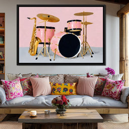 Golden Sax Pink Drum Groove - NicheCanvas