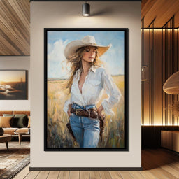 Cowgirl's Sunlit Respite - NicheCanvas