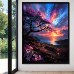 Radiant Sunset Floral Coastline - NicheCanvas