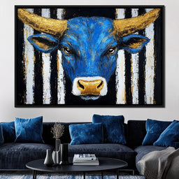 Striped Bull Portrait - Alicia Smith - NicheCanvas