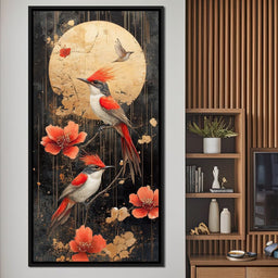 Golden Birds and Blossoms Fantasy - NicheCanvas
