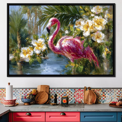 Tropical Flamingo Oasis Glow - Neal Hackett Canvas Print