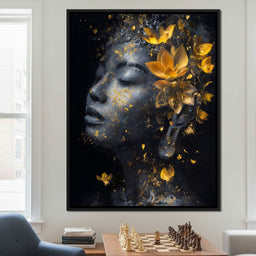 Golden Lotus Reverie Portrait - NicheCanvas
