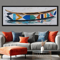 Colorful Driftwood Canoe Reflection - NicheCanvas