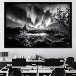 Monochrome Celestial Night's Embrace - NicheCanvas