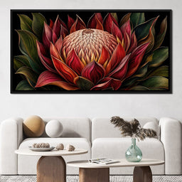 Crimson Protea Flame Crown - TooplesArt - NicheCanvas