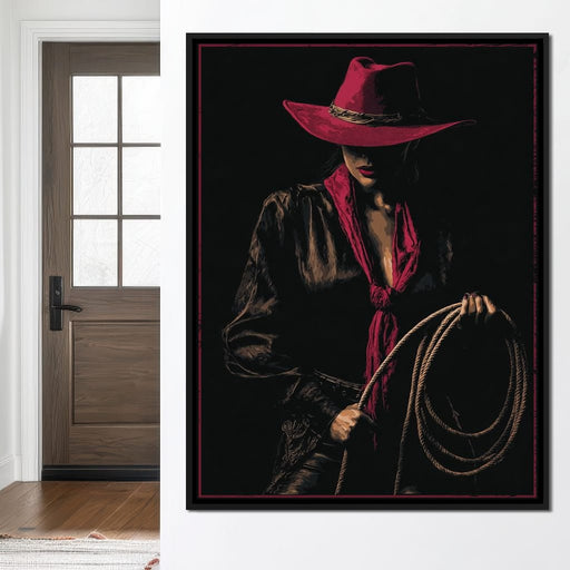 Midnight Cowgirl Red Hat Canvas Print