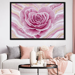 Rose Petal Heart Glow Gold - NicheCanvas