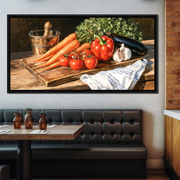 Rustic Kitchen Produce Preparation - NicheCanvas