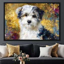 Golden Garden Puppy Portrait - NicheCanvas