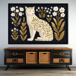 Golden Botanical Leopard Cat - NicheCanvas