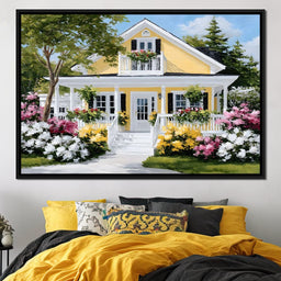 Sunlit Yellow Cottage Garden - NicheCanvas