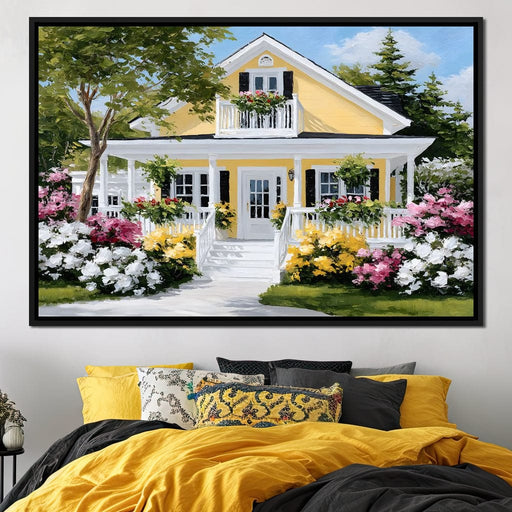 Sunlit Yellow Cottage Garden Canvas Print