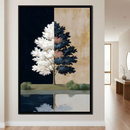 Dual Seasons Reflected Tree - NicheCanvas